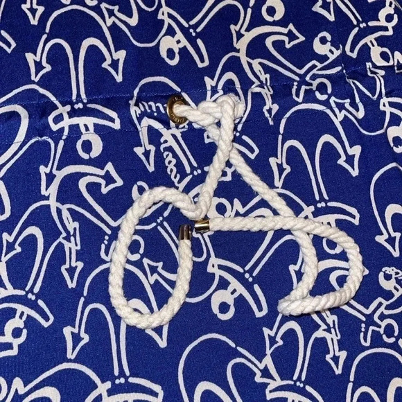 Lilly Pulitzer Nautical Anchor Blue Mini  Dress Drawstring Waist Size XS.  N - Picture 6 of 7